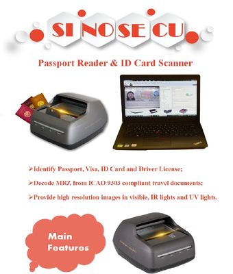 Scanner di patente di guida compatto 235*250*148mm e lettore di passaporti per hotel con SDK
