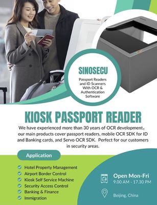 High Speed Kiosk Passport Reader con risoluzione di 500 DPI e scanner integrato